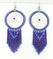 stamped sterling silver concho, feathers, and quill earrings wire-style