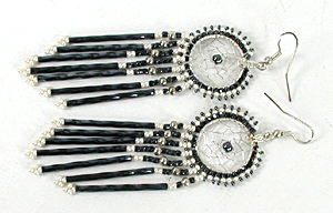 post earrings of sterling silver and coral marked WHITEWOLF