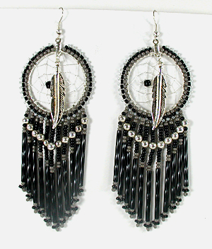 wire dreamcatcher earrings with dangles