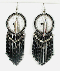 beaded dreamcatcher dangle earrings wire-style