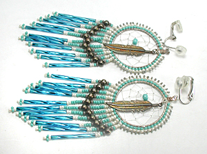 clip dreamcatcher earrings with dangles