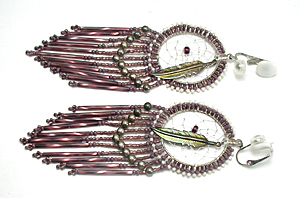 clip dreamcatcher earrings with dangles