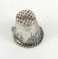 Antique Vintage sterling silver and turquoise Thimble New Old Stock