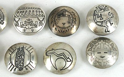Stamped sterling silver button covers