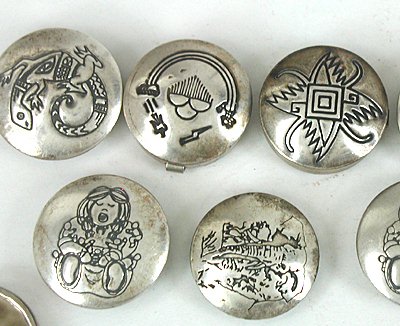 Stamped sterling silver button covers