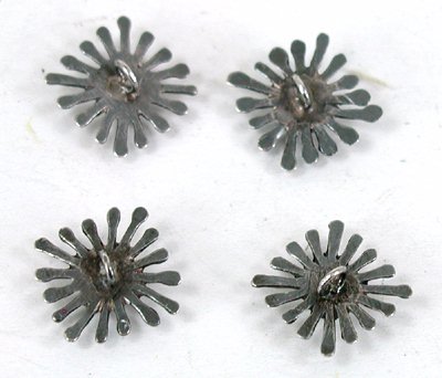 Six vintage sandcast sterling silver and turquoise Buttons