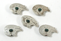 sterling silver Bear Button Covers with Malachite