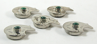 sterling silver Bear Button Covers with Malachite