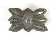 vintage repousse sterling silver and turquoise barrette with French clasp