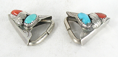 sterling silver and Turquoise and Coral Collar Tips