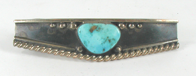 vintage sterling silver and turquoise barrette with French clasp