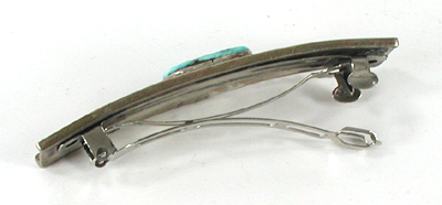 vintage sterling silver and turquoise barrette with French clasp