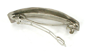 stamped sterling silver barrette with turquoise inlay