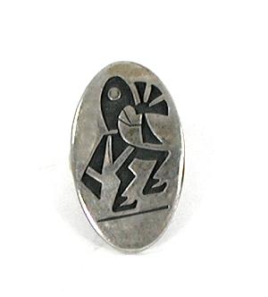 sterling silver overlay kokopelli button cover by Hopi silversmith Richard Pawicki