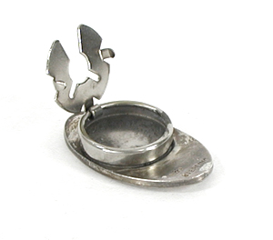 sterling silver overlay kokopelli button cover by Hopi silversmith Richard Pawicki