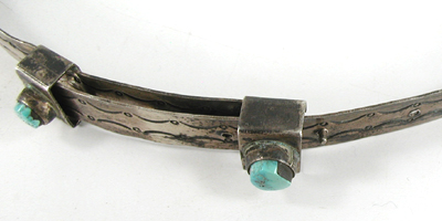 stamped sterling silver and turquoise hatband