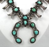 Navajo pawn turquoise naja squash blossom necklace