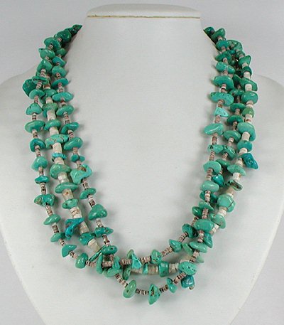 Authentic Native American turquoise nugget and Heishi Necklace