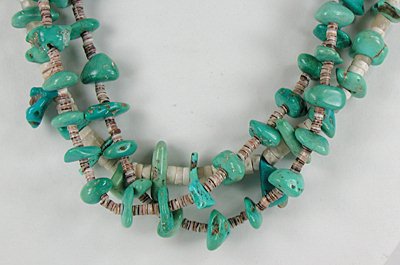 Authentic Native American turquoise nugget and Heishi Necklace