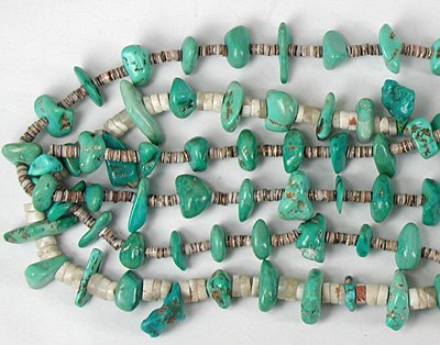 Authentic Native American turquoise nugget and Heishi Necklace