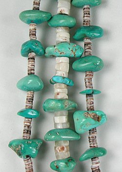 Authentic Native American turquoise nugget and Heishi Necklace