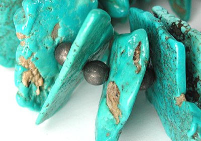 vintage turquoise slab necklace 28 inches