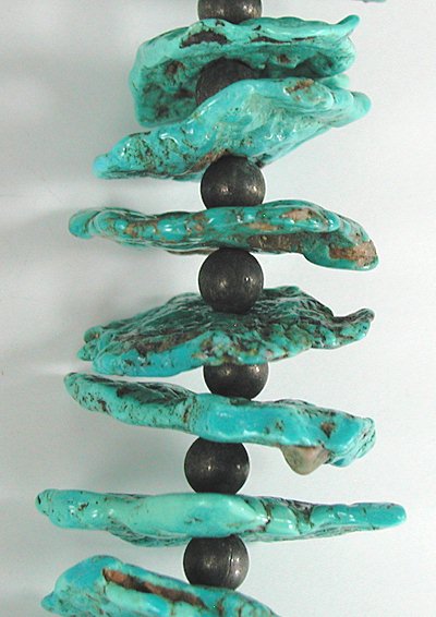 vintage turquoise slab necklace 28 inches