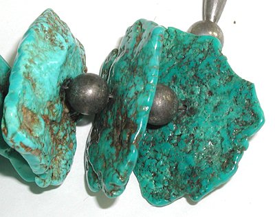 vintage turquoise slab necklace 28 inches