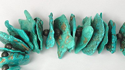 vintage turquoise slab necklace 28 inches