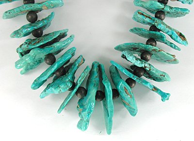 vintage turquoise slab necklace 28 inches