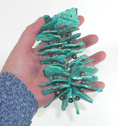 vintage turquoise slab necklace 28 inches