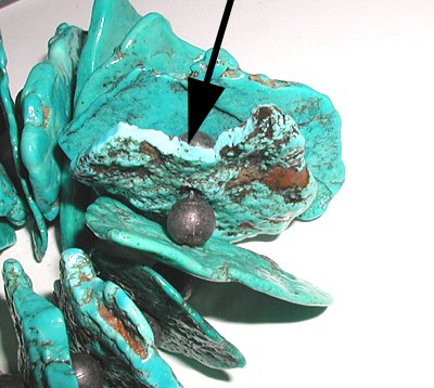 vintage turquoise slab necklace 28 inches