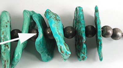 vintage turquoise slab necklace 28 inches