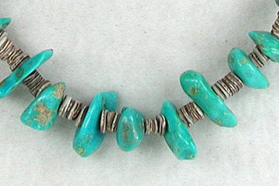 vintage turquoise nugget  necklace 27 1/2 inches