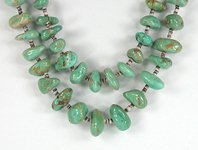 vintage 2-Strand Turquoise Nugget Necklace 29 inches