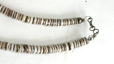 vintage Turquoise Nugget and olive shell heishi necklace 32 inches