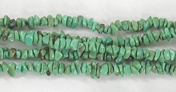  vintage sterling silver and green turquoise chip five strand  necklace 25 inch