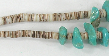  vintage sterling silver and turquoise Nugget two strand necklace 28 inch - sterling silver clasp