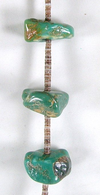 vintage green turquoise nugget and olive shell heishi necklace