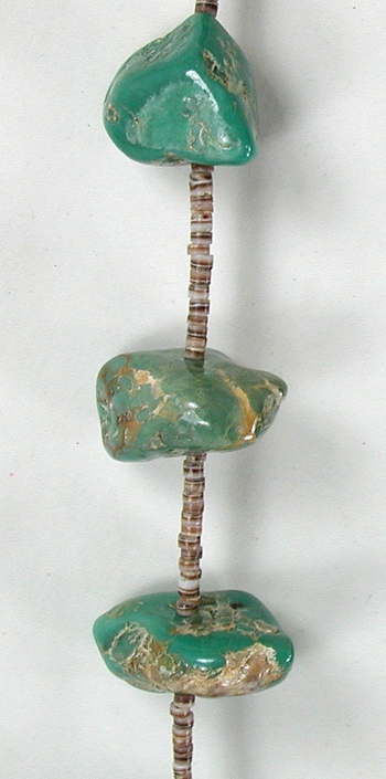 vintage green turquoise nugget and olive shell heishi necklace