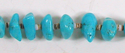 vintage turquoise nugget and olive shell heishi necklace