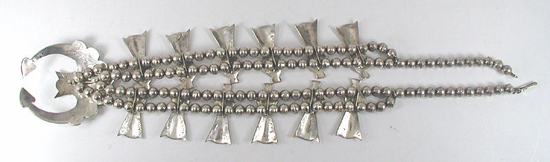 Vintage Navajo Chip Inlay squash blossom necklace 26 inch by