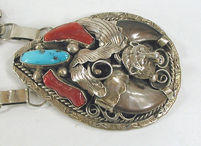 Navajo Vintage Turquoise and Coral Claw Necklace N437