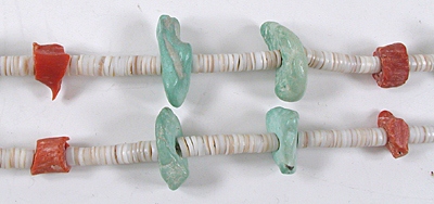 Vintage Seafoam Turquoise and Coral necklace 31 1/2 inch