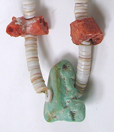 Vintage Seafoam Turquoise and Coral necklace 31 1/2 inch
