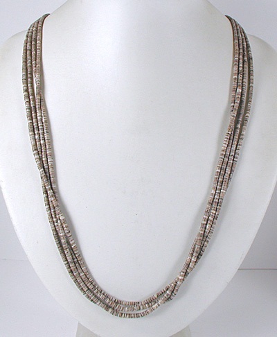 vintage 4-Strand olive shell heishi necklace 28 inch