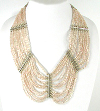 30 strand sterling silver pink Bib necklace