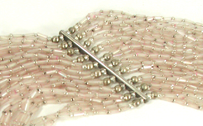 30 strand sterling silver pink Bib necklace