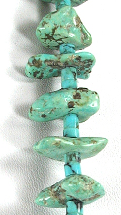 vintage turquoise slab and heishi necklace 27 inches long 