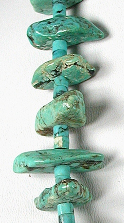 vintage turquoise slab and heishi necklace 27 inches long 